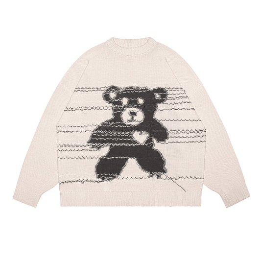 Beige Lullaby Bear Knit Sweater