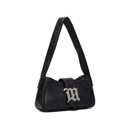 MISBHV GRAY MINI CRACKED LEATHER SHOULDER BAG