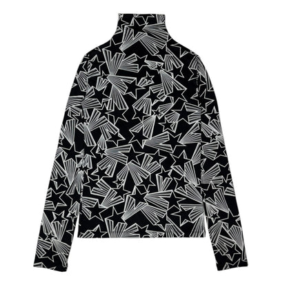 MSGM Printed Shooting Stars Turtleneck Sweatshirt Black Top